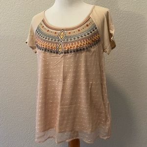 Anthropologie Embroidered Tulle Tee By Lilka